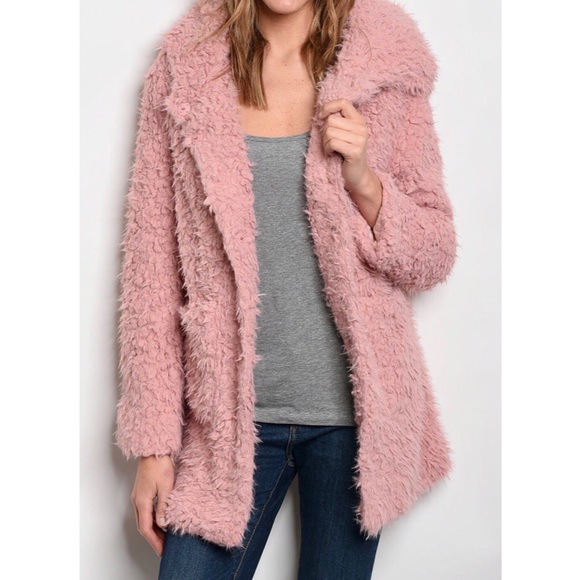 Blush Shaggy Fur Coat - Picture 1 of 6
